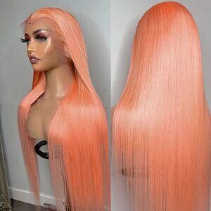 Pink 13x4 Lace Front Wig – 32” Heat-Resistant Straight Hair, Glueless Design